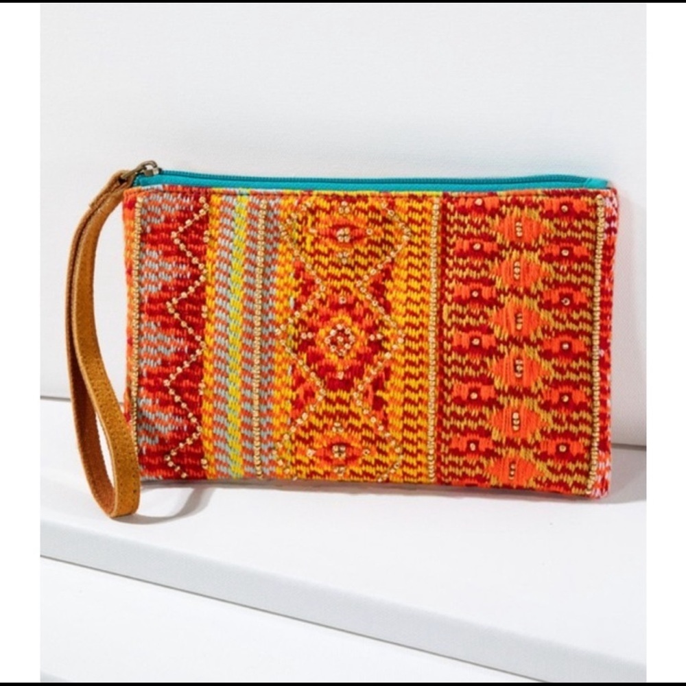Handcrafted Artisan Metallic Beaded Wristlet